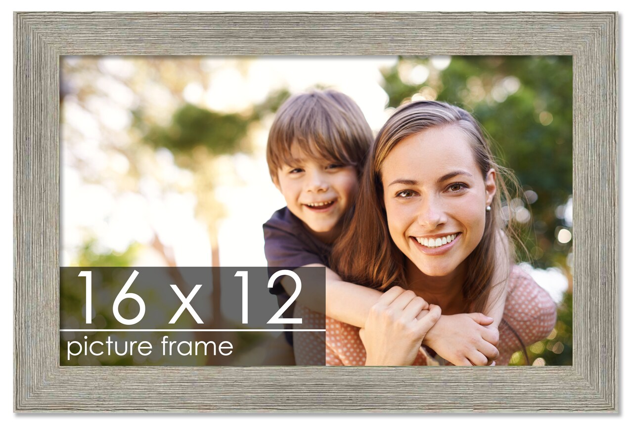 16x12 Wide Barnwood Picture Frame with UV-Resistant Acrylic & Acid Free Backing, Available in 6 Paint Finishes - Grey, Brown, White, and Black